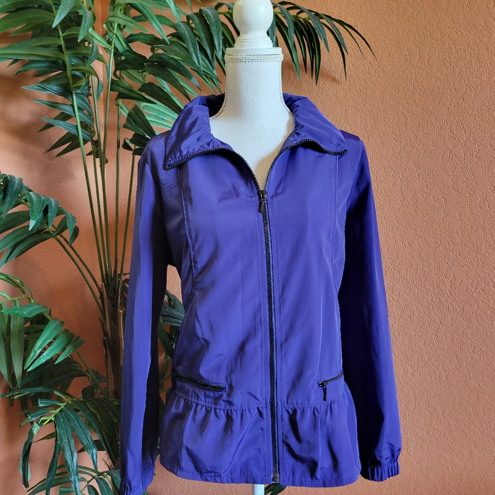3/$25 Zenergy by Chico's Zip Front Jacket Purple Windbreaker Large